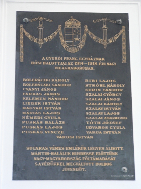 Gyúró, I. világháborús emléktábla