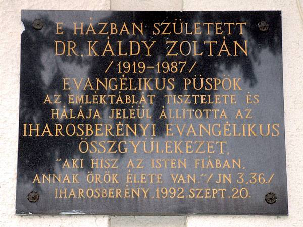 Iharosberény, Káldy Zoltán emléktábla