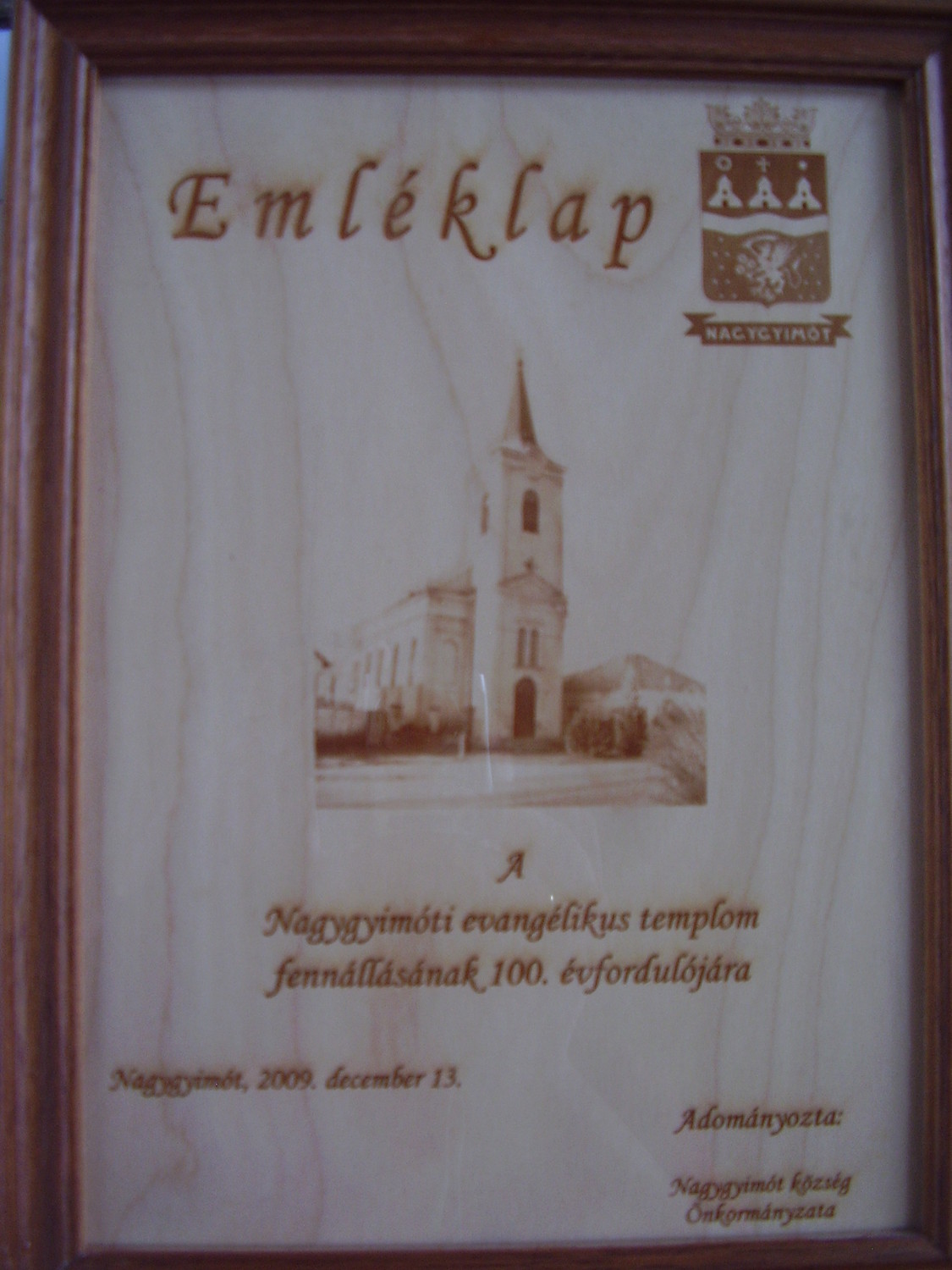 Nagygyimót, emléklap