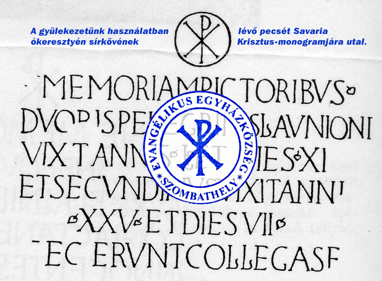 Római sírkő mai pecséttel