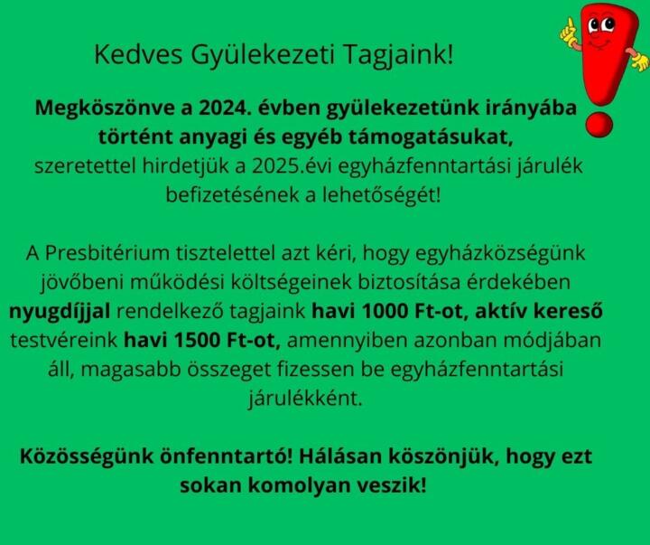 Kedves Gylekezeti Tagjaink!